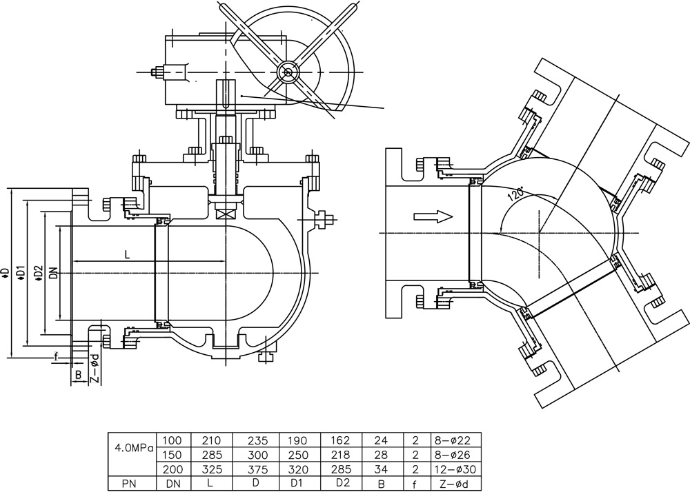 Y Type three-way ball valve